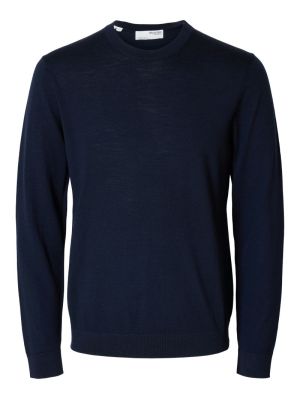 SLMTRAY LS KNIT MERINO CREW NECK NO OS 178814 Navy Bla