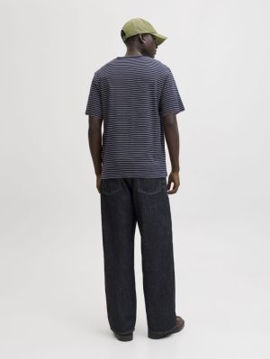 JJEDOVER STRIPED TEE SS CREW NECK S N 175876 Navy Bla