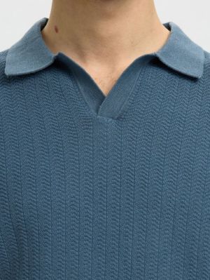SLHMATTIS SS LINEN BLEND STRUC POLO NOOS 200631 Blue Mir